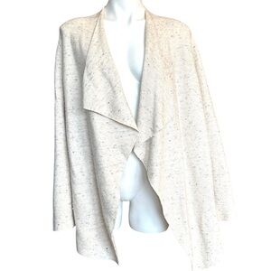 Eileen Fisher Waterfall Cardigan Organic Cotton Wool Blend Oatmeal Petite Large